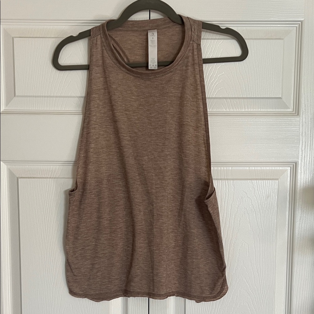 Women's muscle shirt tan Brown Sleeveless Top icyzone Australia brand slouchy S